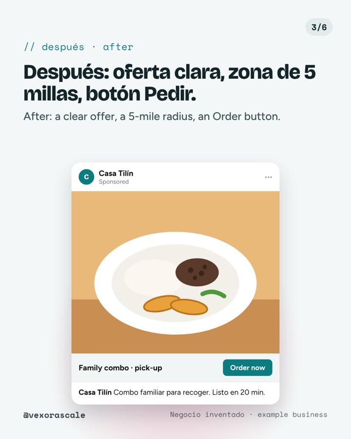 After: a clean Instagram ad with a family combo offer and an Order now button.